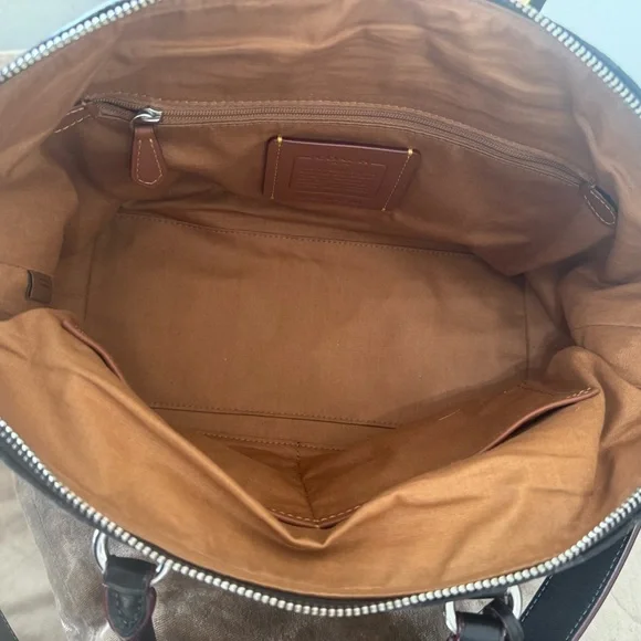 COACH Cara denim with Calfskin shoulder bag - Picture 7 of 12